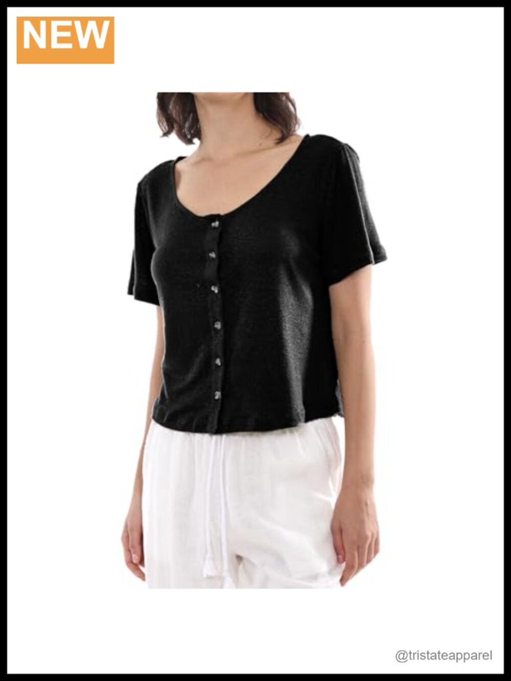 100% Linen Short Sleeve Button Down Shirt for Women Lightweight Summer V-Neck